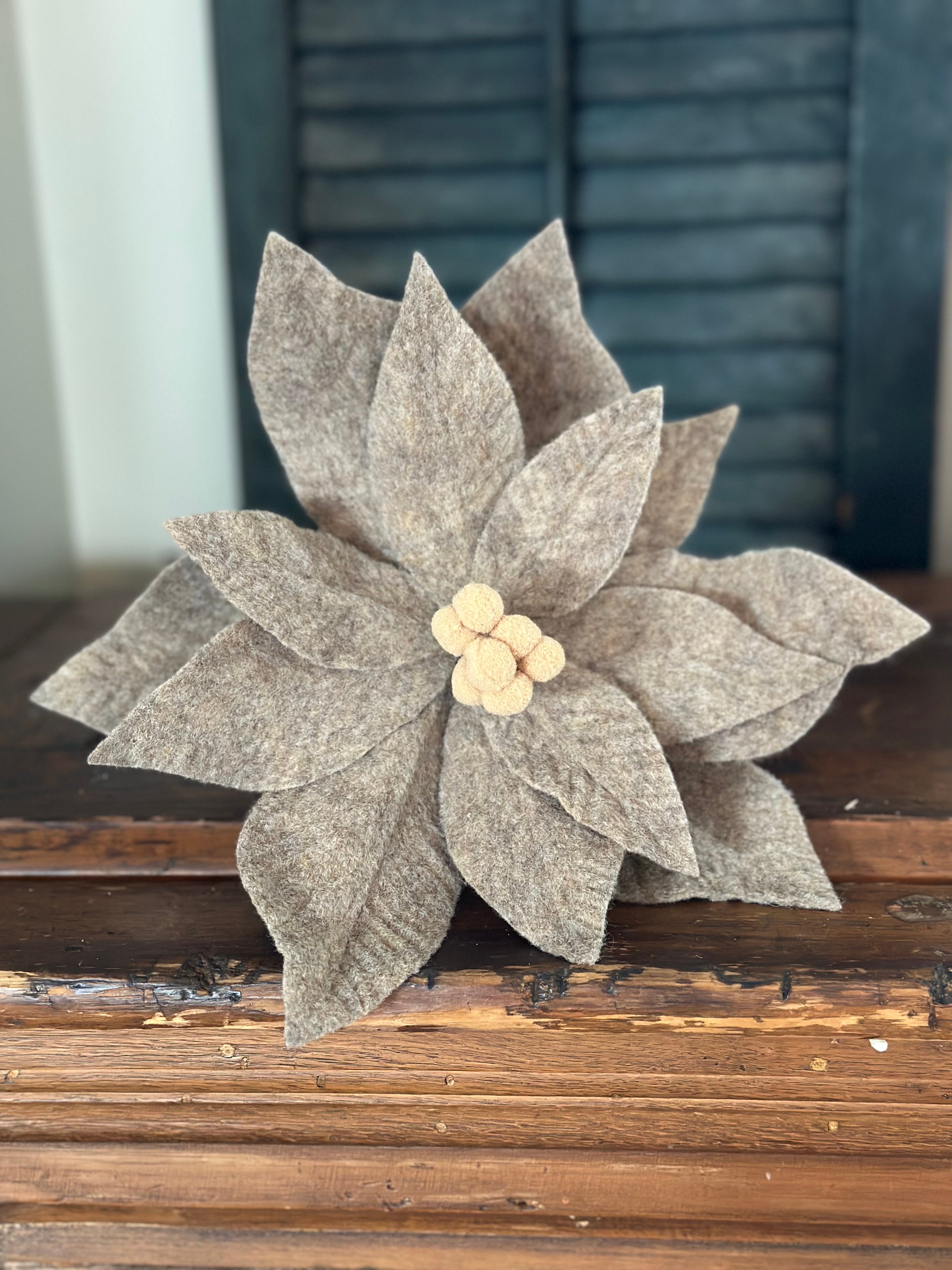 Taupe Felt Poinsettia Flower