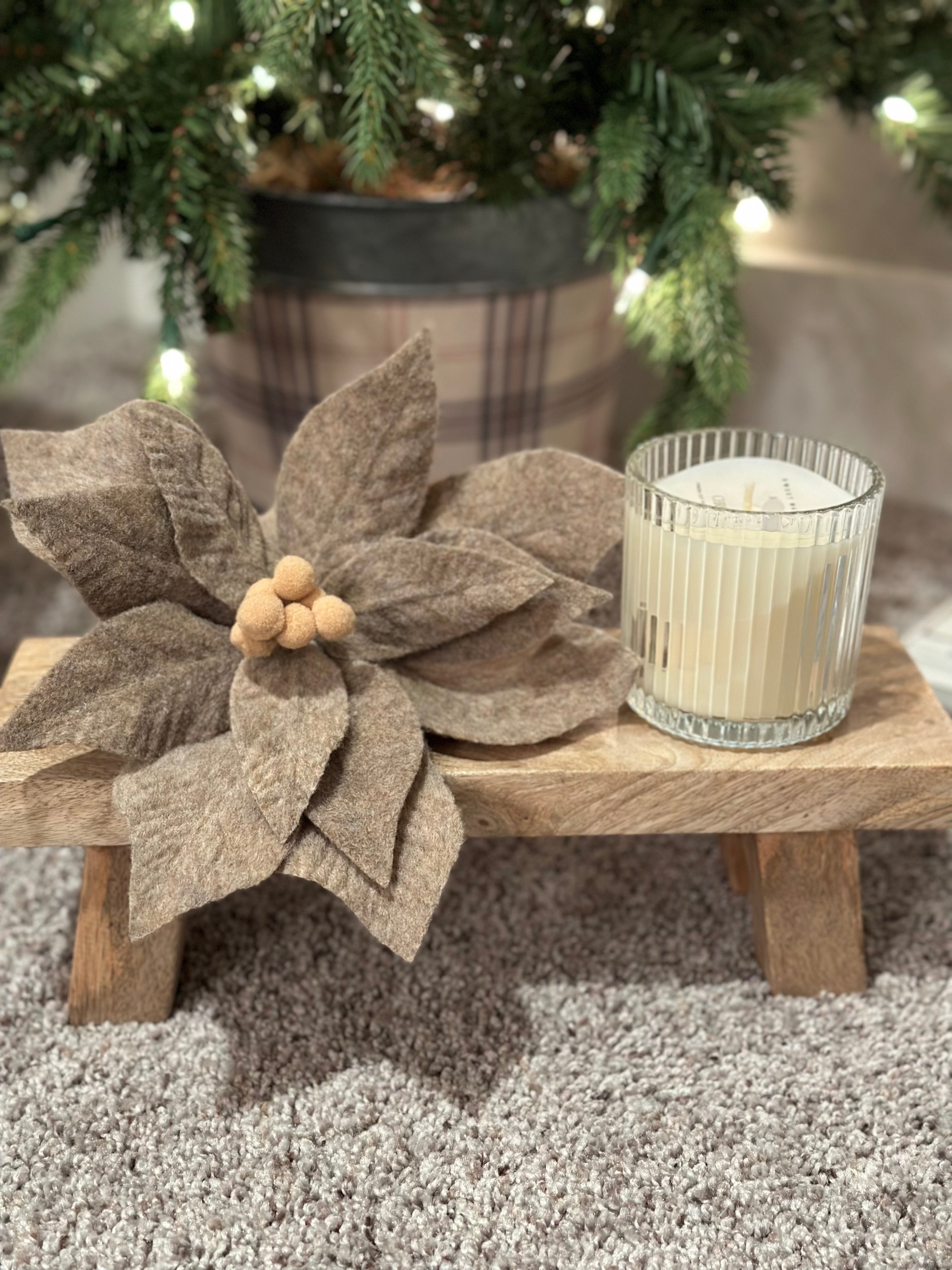 Poinsettia and Fluted Candle Riser Gift Set