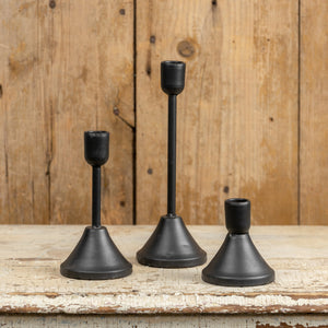 Minimalist Black Taper Candle Holder Set