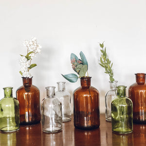 Medicine Bottle Colored Glass Bud Vase