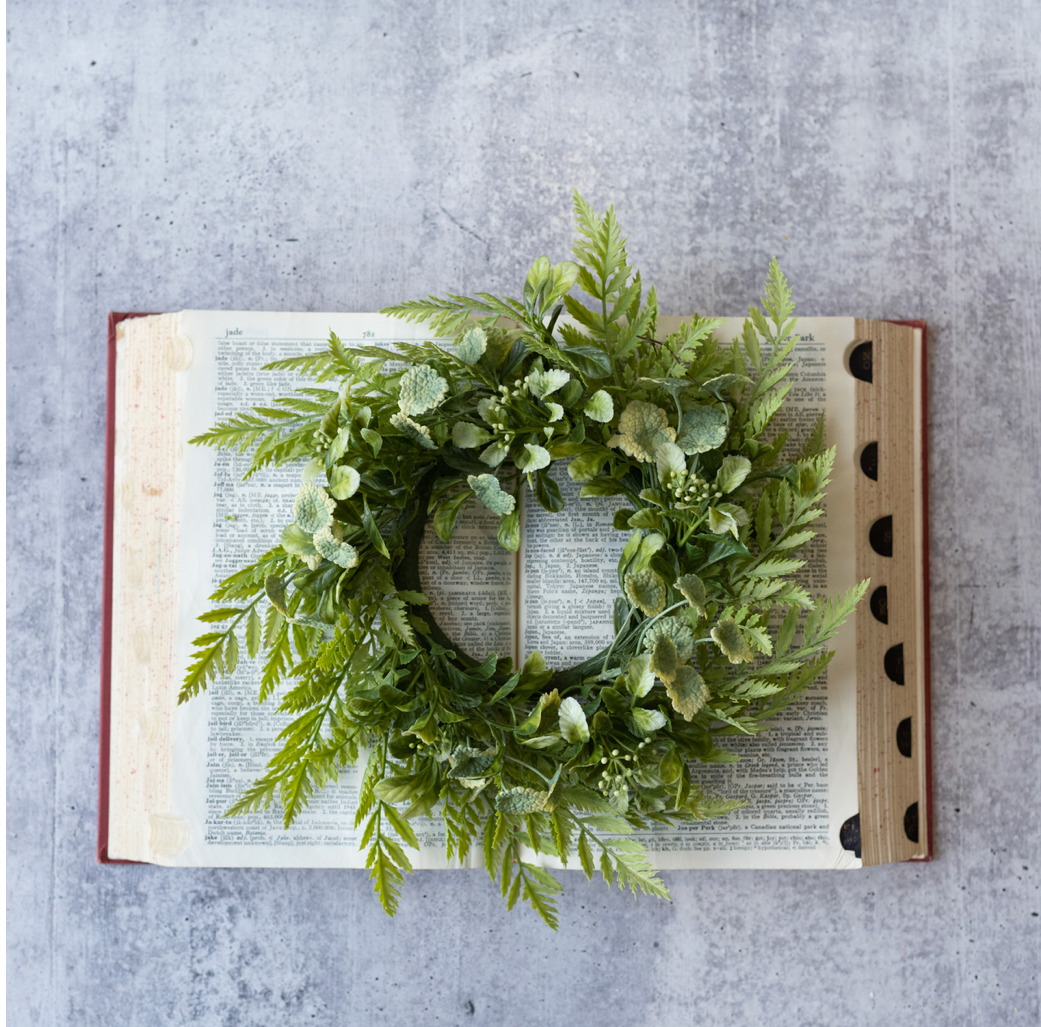 Fern, Mint Leaf, and Honey Locust Mini Wreath