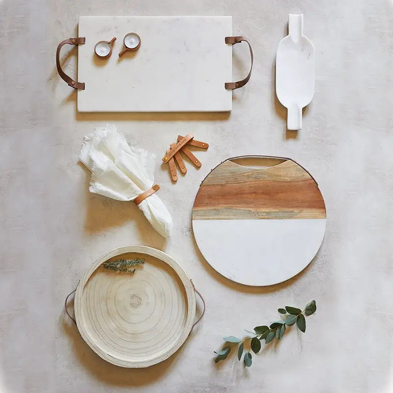 Marble + Leather Serving Board